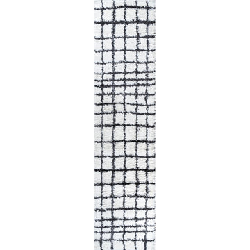 Arenal Geometric Grid Shag Area Rug